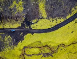 Aerial View of road in Iceland
