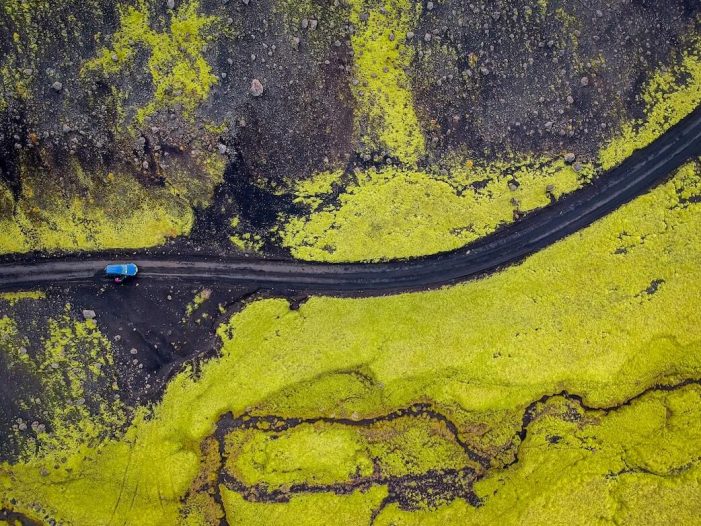 Aerial View of road in Iceland