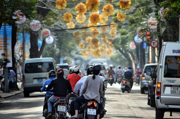 Driving down the street in Ho Chi Minh City (Saigon)