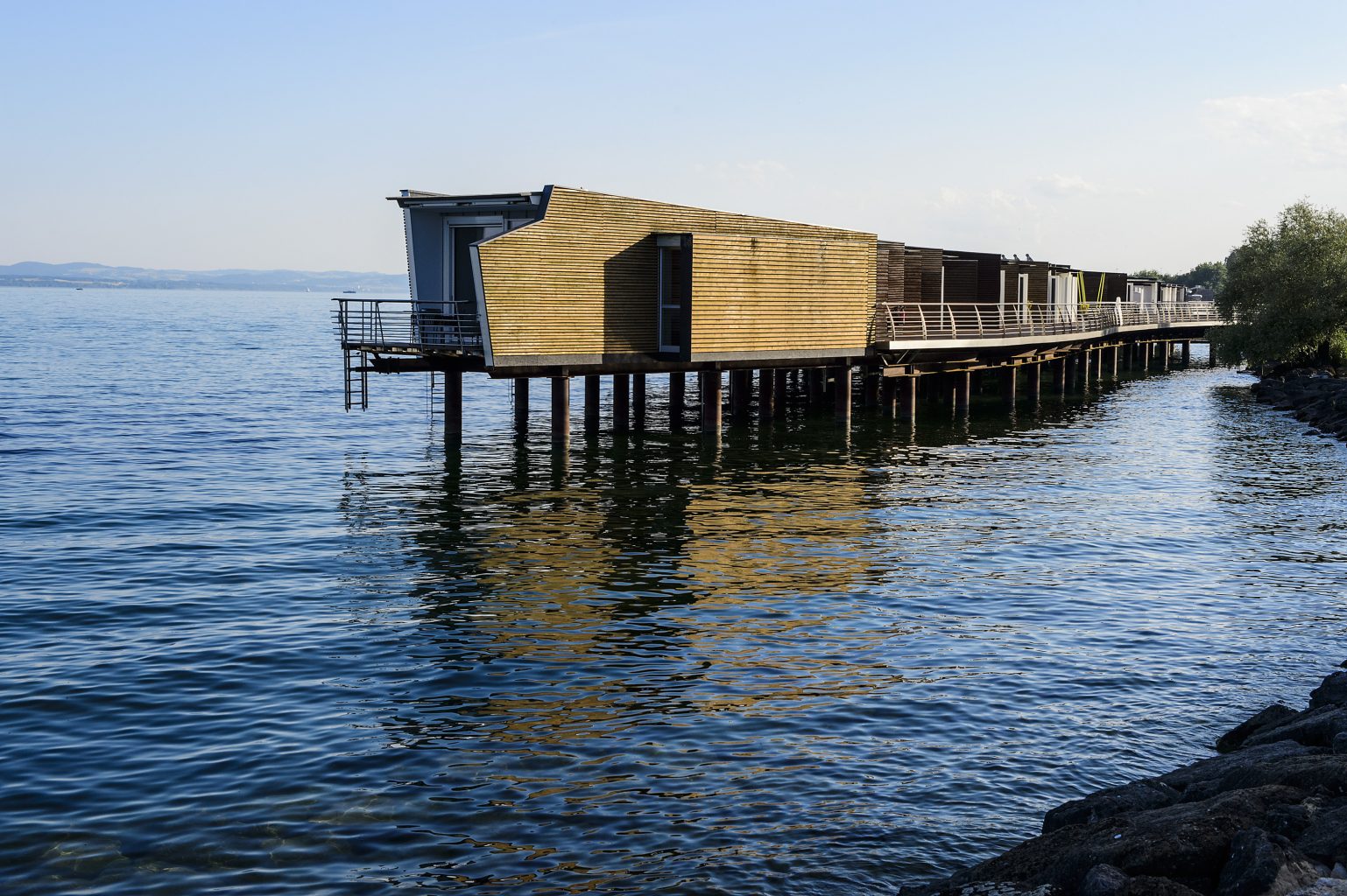 modern style overwater bungalow in Switzerland