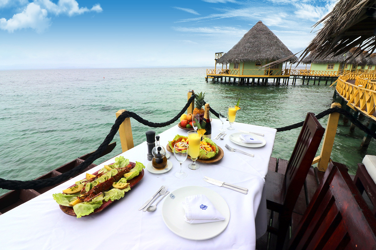 Lunch served on overwater bungalow