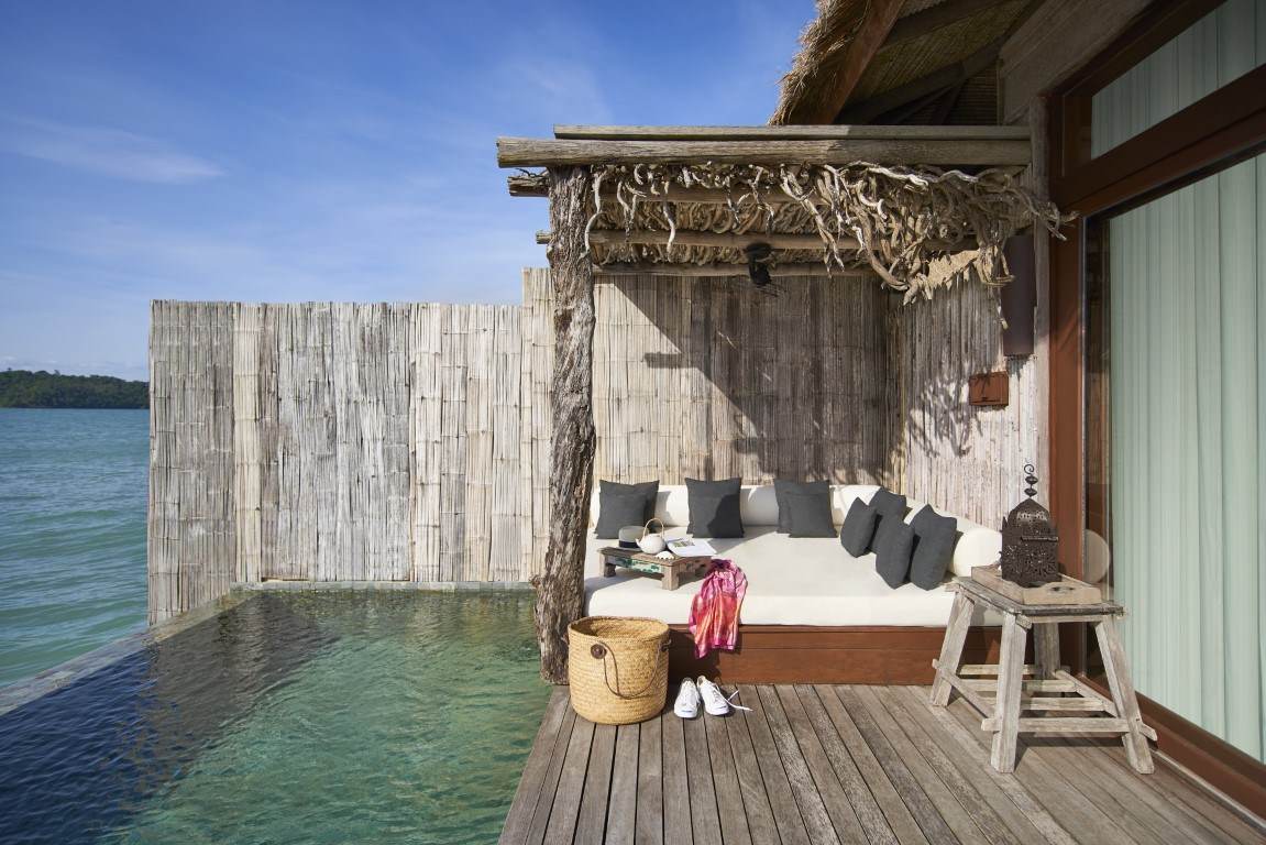 Sun lounger infront of private infinity pool at luxury hotel